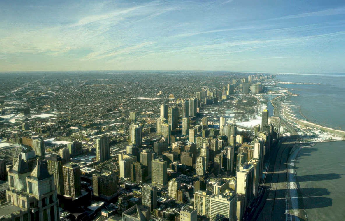 chicago skyline winter 3 Vintage A4 Photo Print