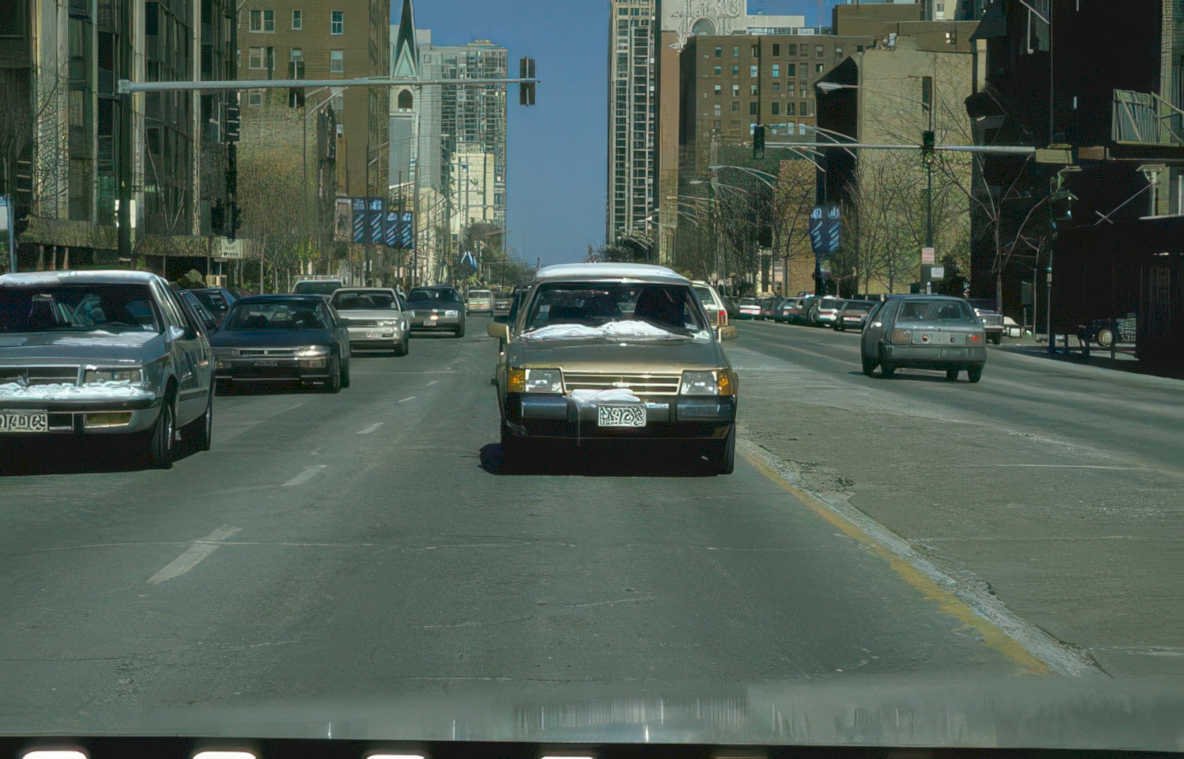 chicago street scene Vintage A4 Photo Print