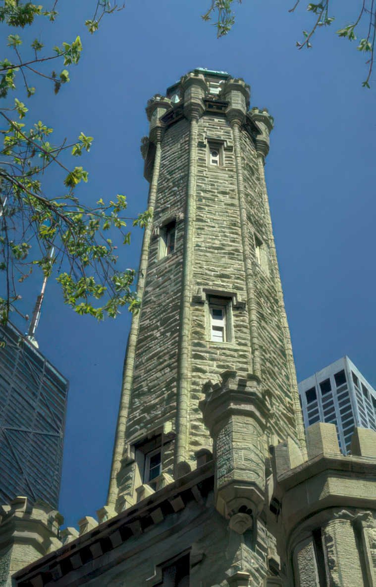 chicago water tower Vintage A4 Photo Print