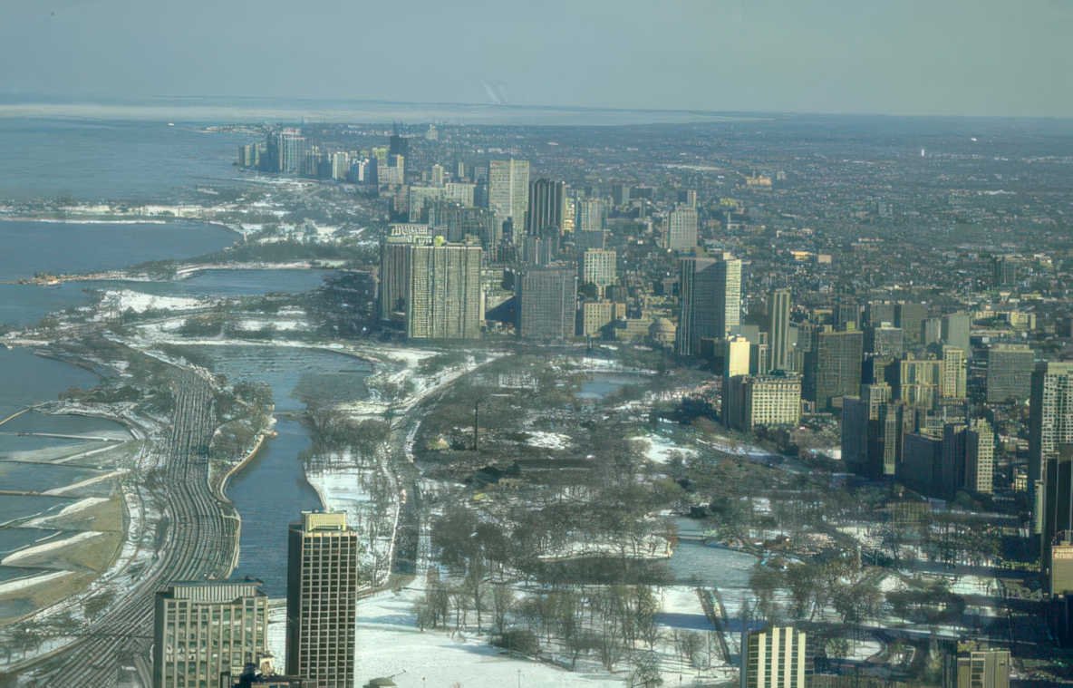 chicago winter skyline 2 Vintage A4 Photo Print