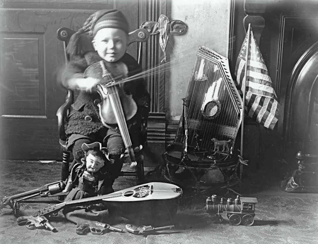 child cello portrait Vintage world war A4 Photo Print