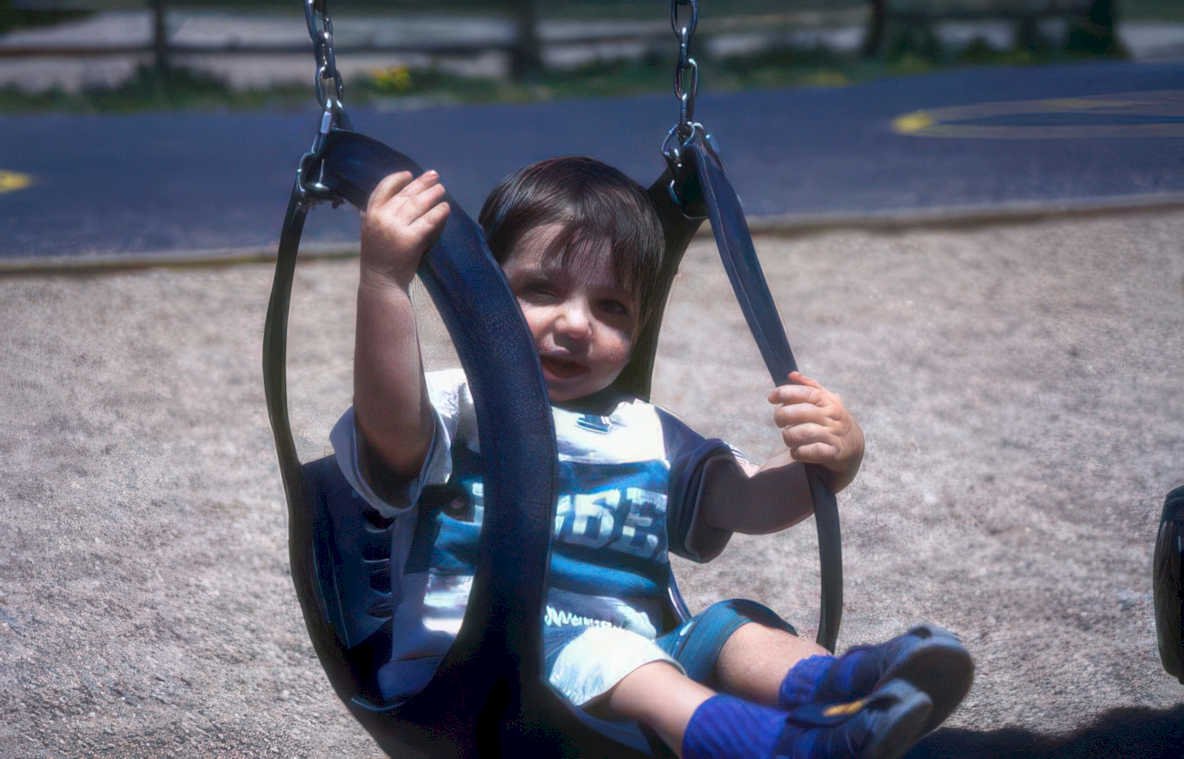 child swing playground Vintage A4 Photo Print