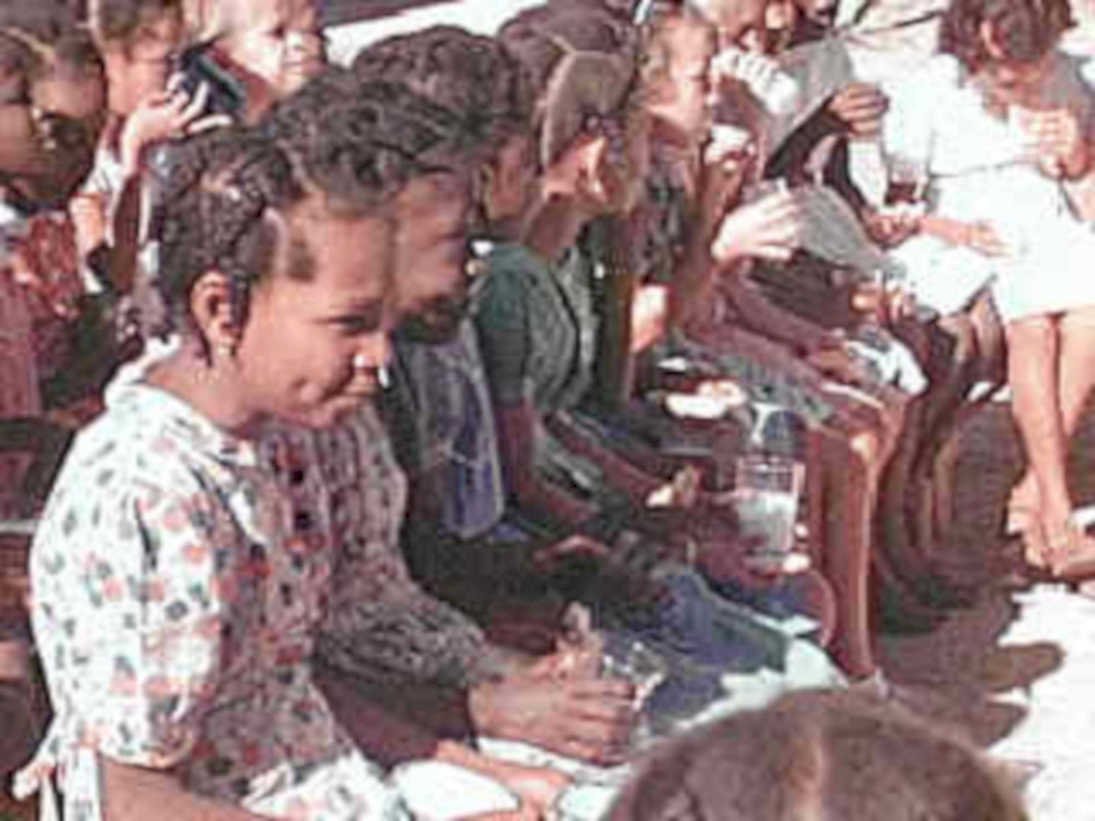 children bench vintage1980s 1990s A4 Photo Print