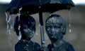 children umbrella rain Vintage A4 Photo Print