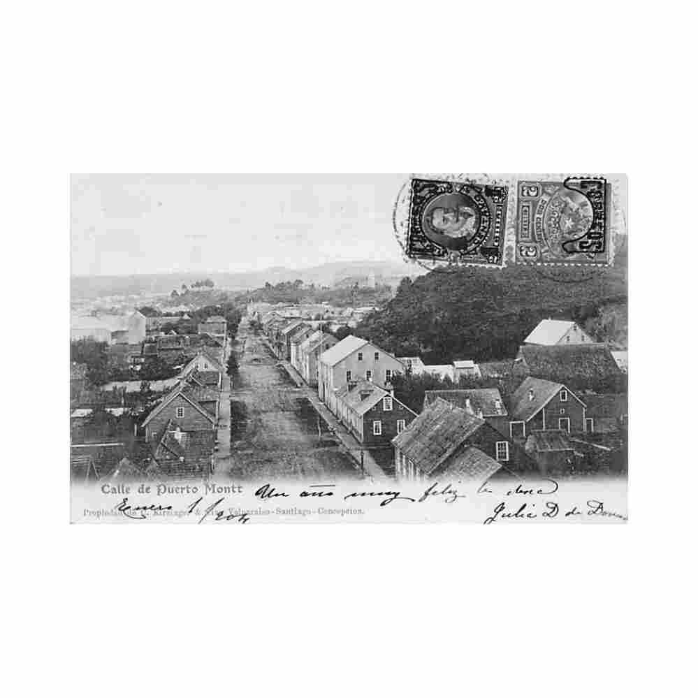 chile puerto montt calle principal ed c kirsinger cia Vintage A4 Photo Print
