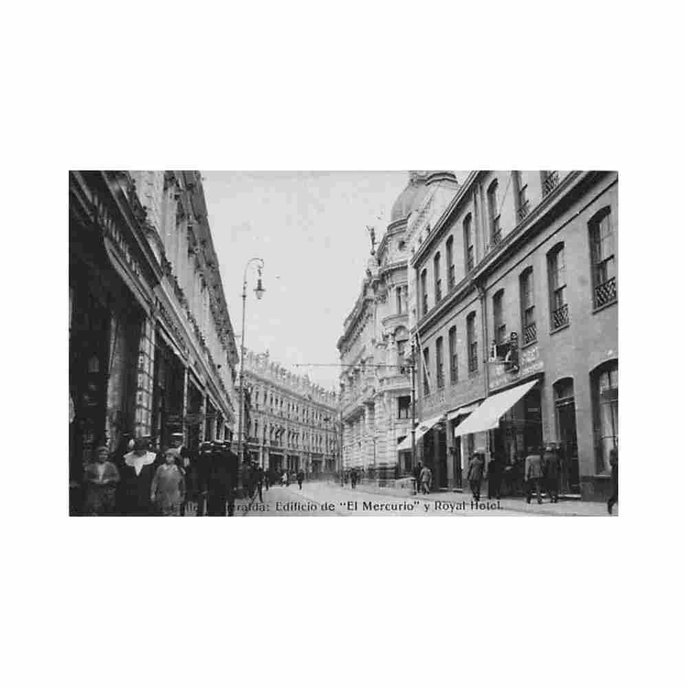 chile santiago calle esmeralda edificio el mercurio y royal hotel ed paton loutti Vintage A4 Photo Print