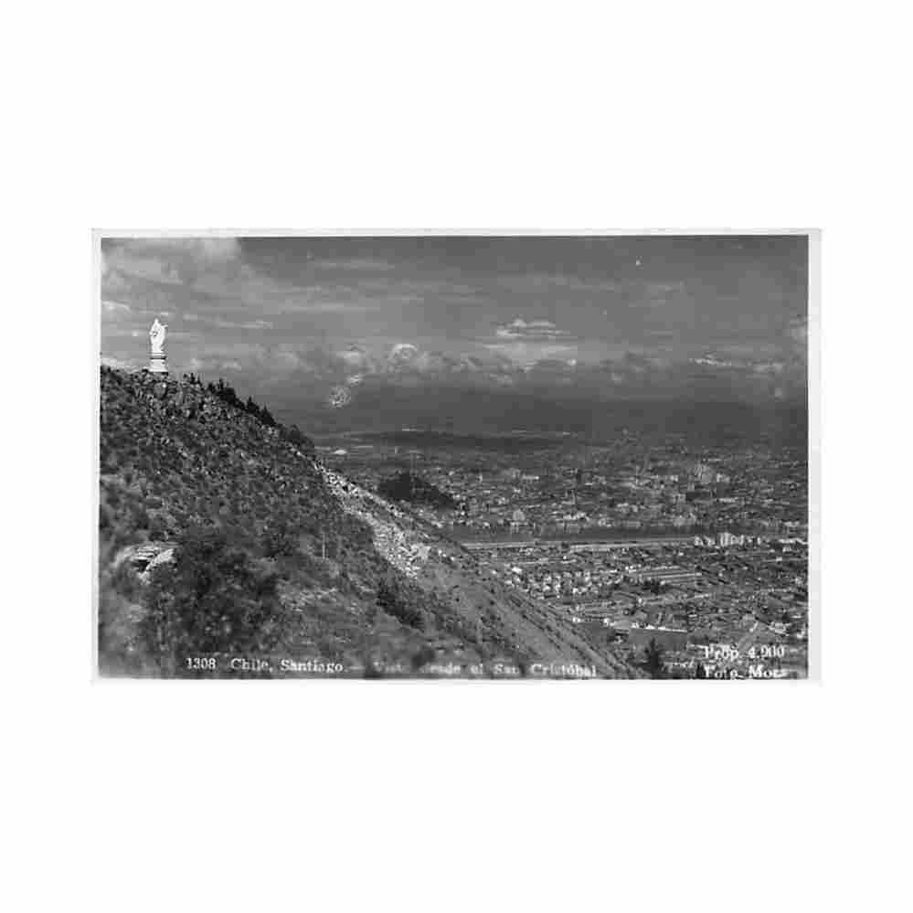chile santiago vista desde el san cristobal ed mora 1308 Vintage A4 Photo Print