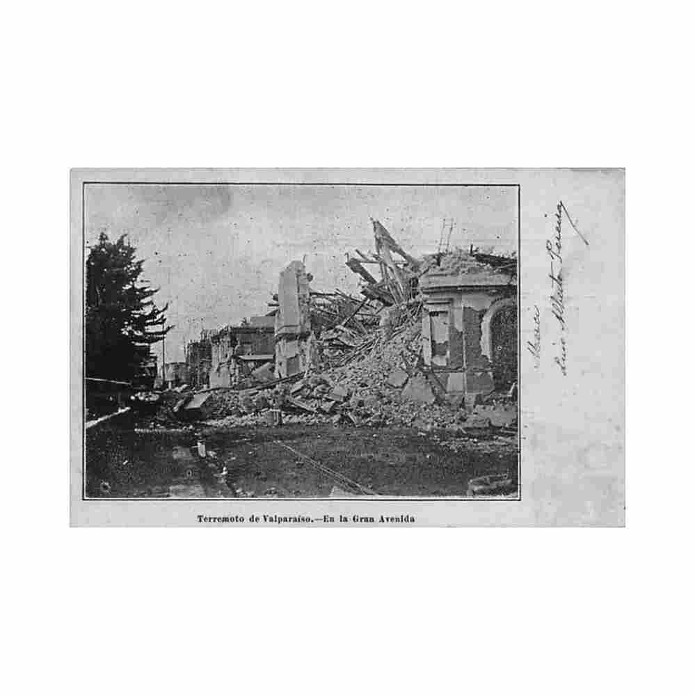 chile terremoto de valparaiso en la gran avenida ed imp universitaria Vintage A4 Photo Print