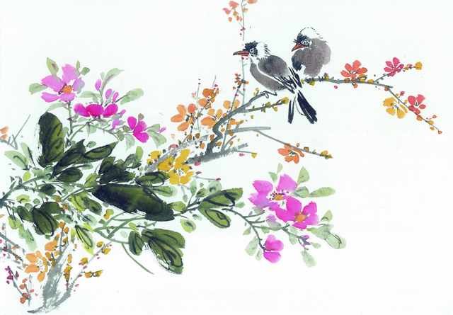 chinese master paintings birds floral c art b0139 A4 Photo Print