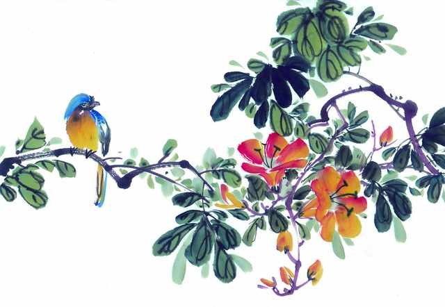 chinese master paintings birds floral c art b0143 A4 Photo Print