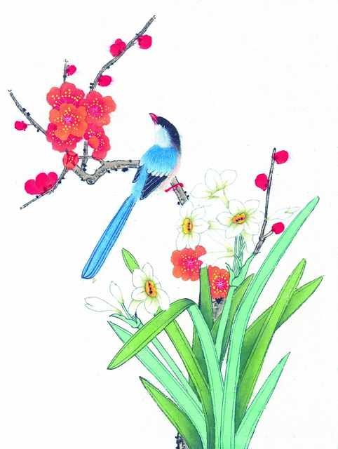 chinese master paintings birds floral c art b0165 A4 Photo Print