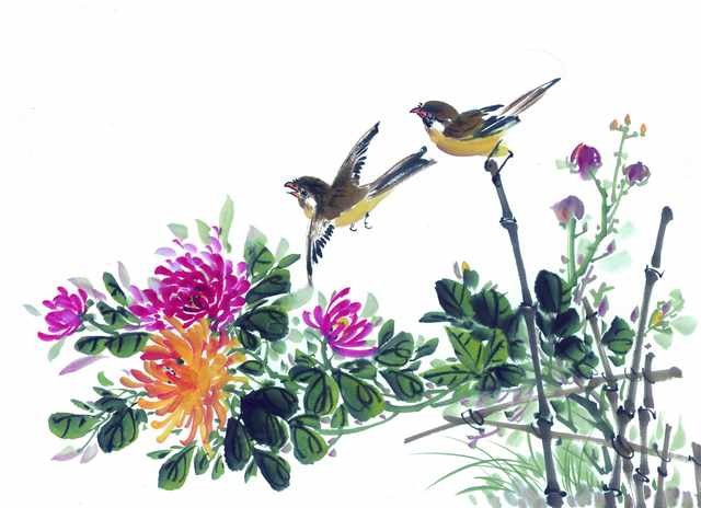 chinese master paintings birds floral c art b0219 A4 Photo Print