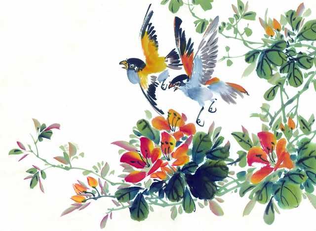 chinese master paintings birds floral c art b0251 A4 Photo Print
