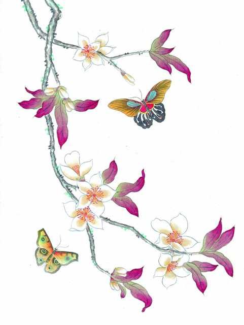 chinese master paintings birds floral c art b044 A4 Photo Print
