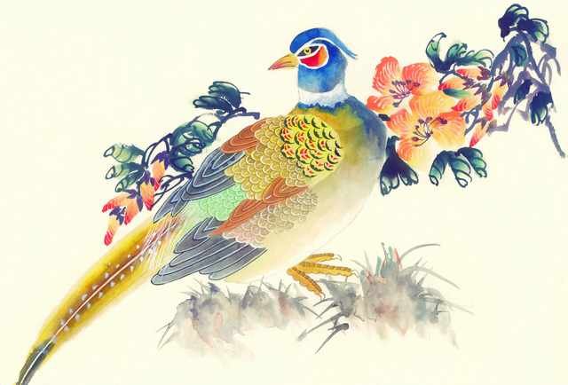 chinese master paintings birds floral c art b066 A4 Photo Print