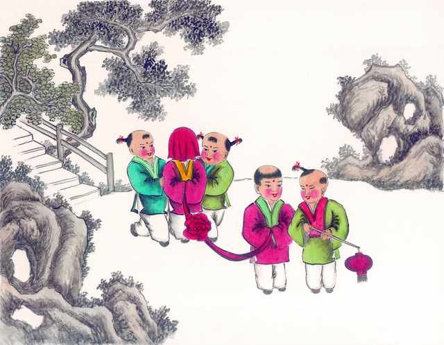 chinese master paintings kids c art k011 A4 Photo Print