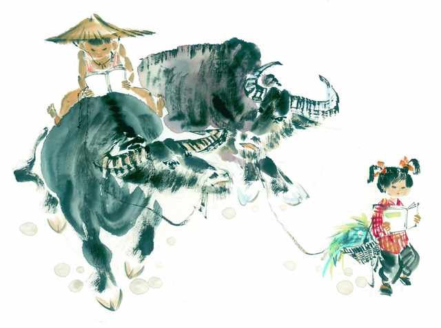 chinese master paintings kids c art k012 A4 Photo Print