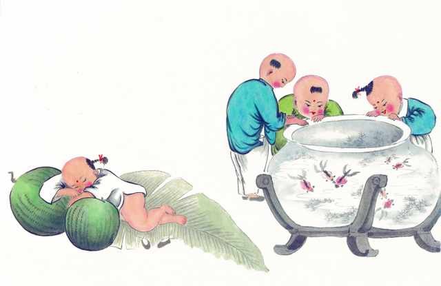 chinese master paintings kids c art k02 A4 Photo Print