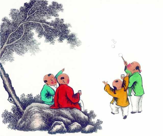 chinese master paintings kids c art k039 A4 Photo Print
