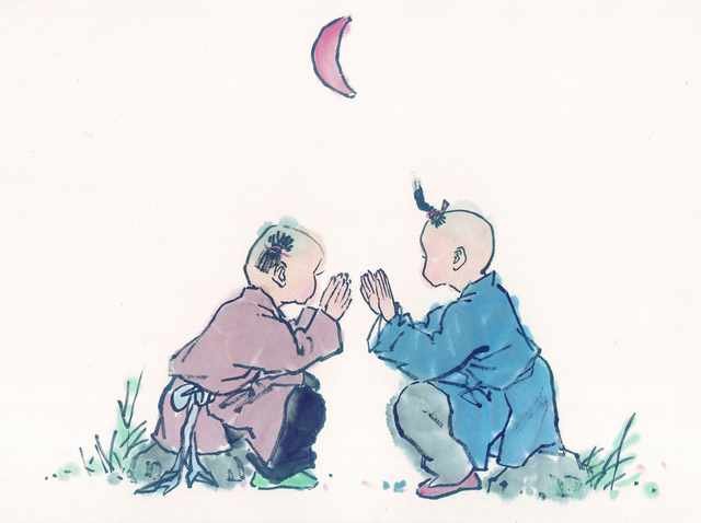 chinese master paintings kids c art k043 A4 Photo Print