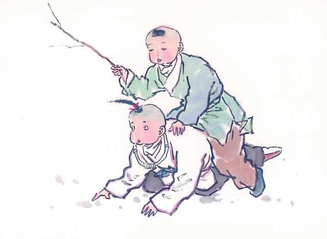 chinese master paintings kids c art k049 A4 Photo Print