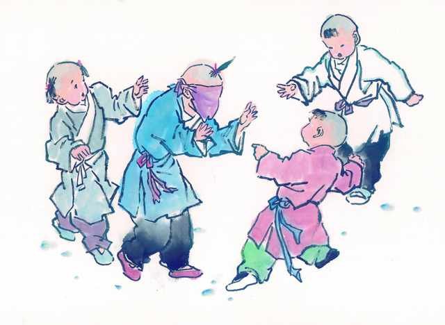 chinese master paintings kids c art k056 A4 Photo Print