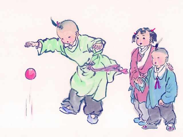 chinese master paintings kids c art k058 A4 Photo Print