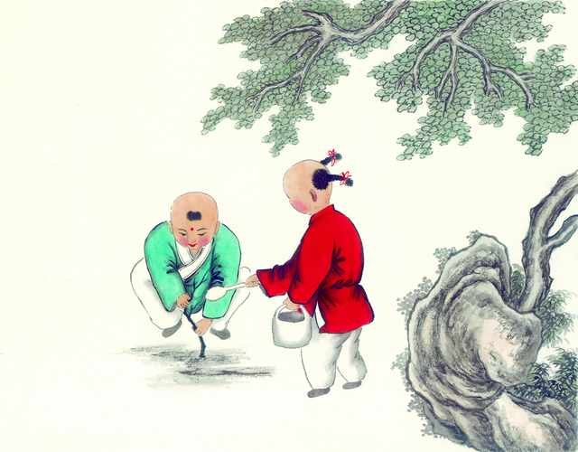 chinese master paintings kids c art k07 A4 Photo Print