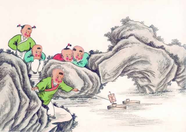 chinese master paintings kids c art k09 A4 Photo Print
