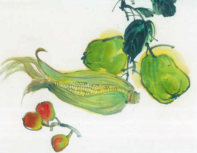 chinese master paintings vegetable fruits c art v035 A4 Photo Print