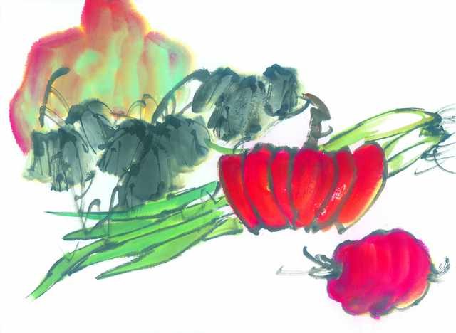 chinese master paintings vegetable fruits c art v047 A4 Photo Print
