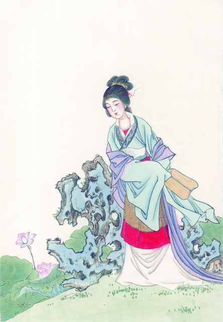 chinese master paintings women lady c art l0117 A4 Photo Print