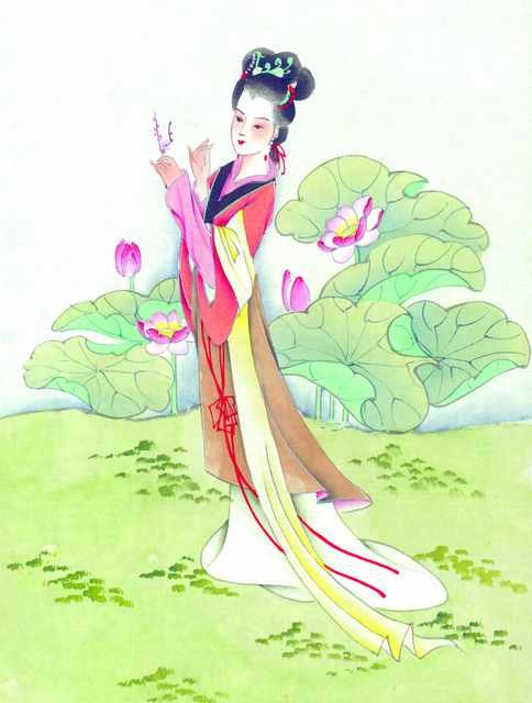 chinese master paintings women lady c art l049 A4 Photo Print