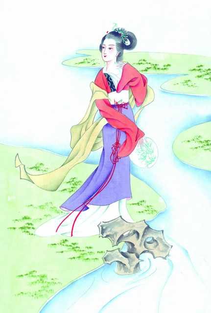 chinese master paintings women lady c art l052 A4 Photo Print