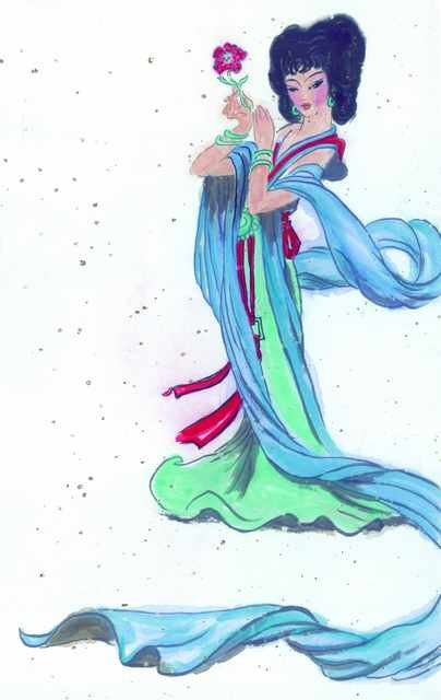 chinese master paintings women lady c art l058 A4 Photo Print
