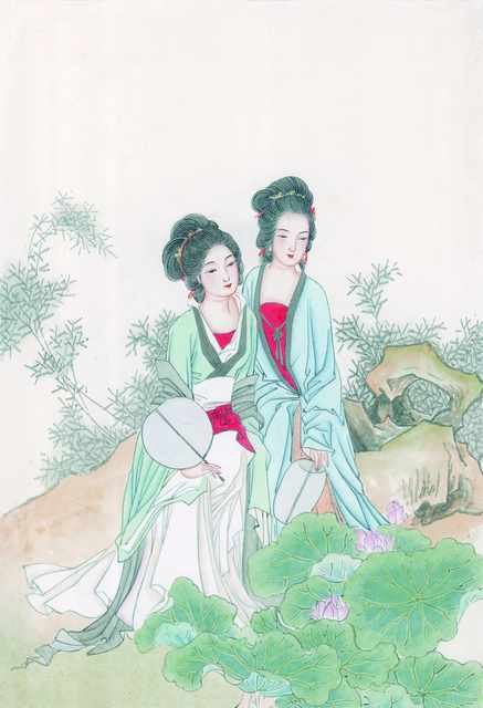 chinese master paintings women lady c art l075 A4 Photo Print
