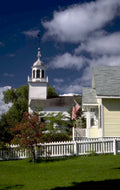 church blue sky 1980s 1990s A4 Photo Print