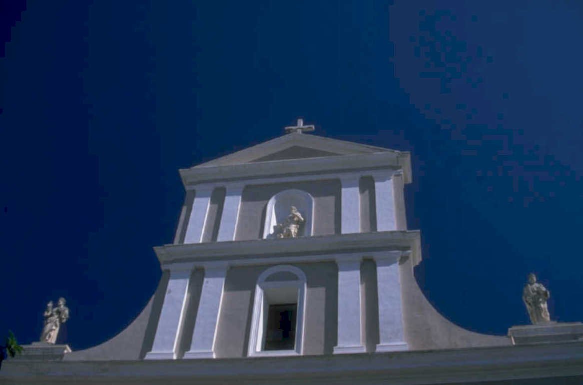 church facade blue 1980s 1990s A4 Photo Print