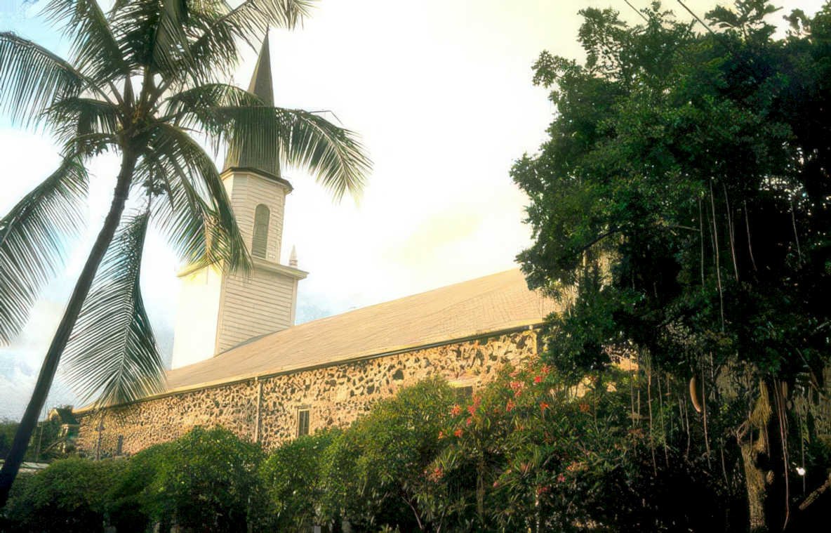 church hawaii steeple Vintage A4 Photo Print