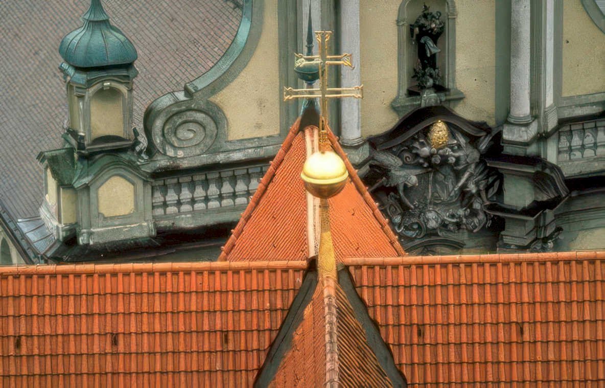 church roof prague Vintage A4 Photo Print