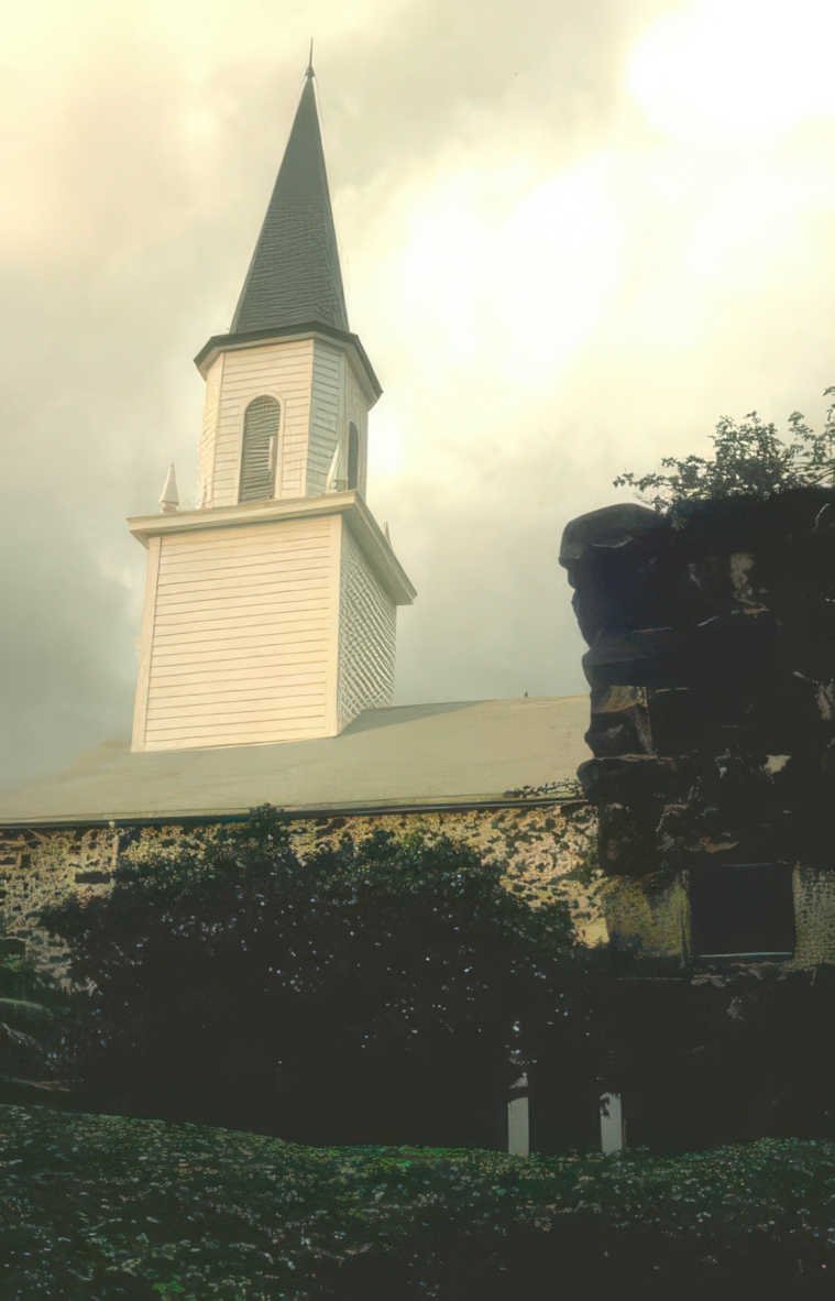 church steeple ivy Vintage A4 Photo Print
