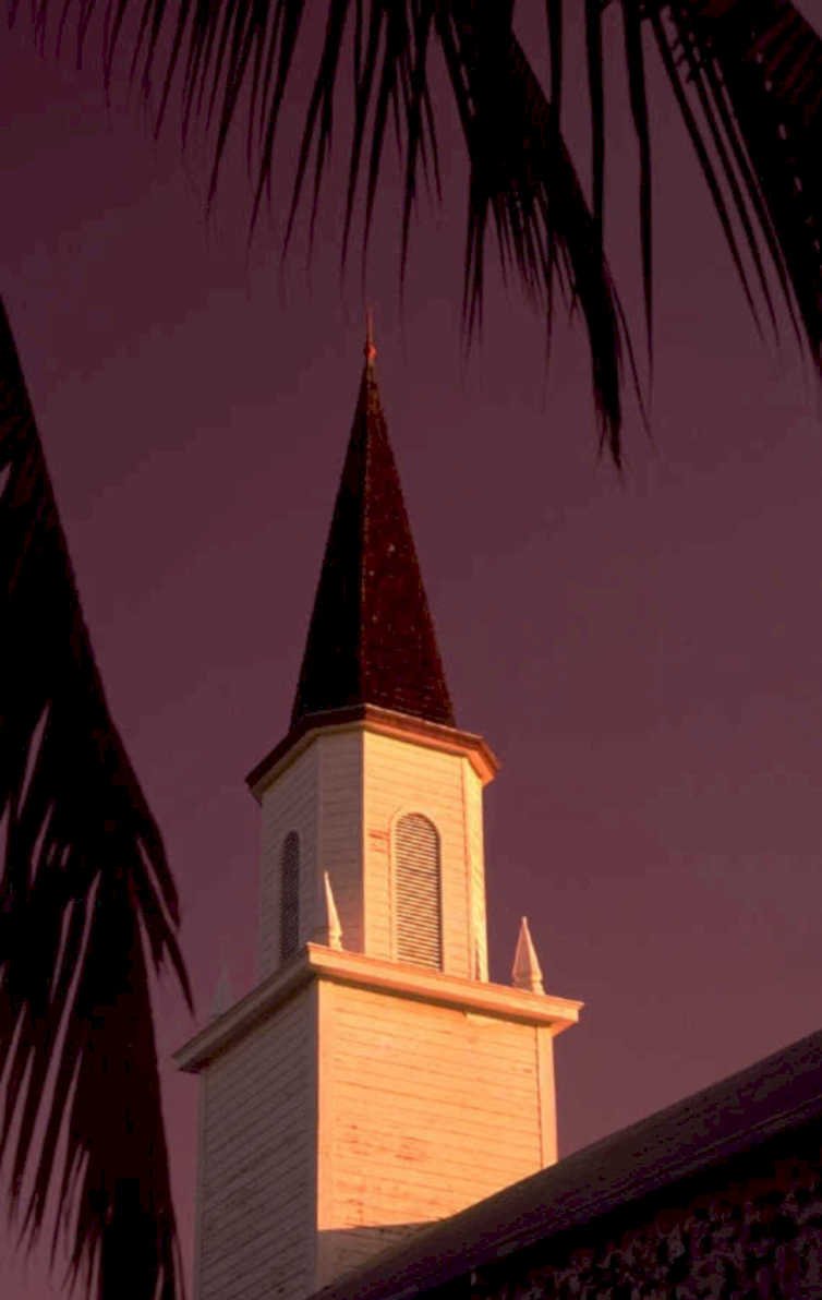 church tower sunset 1980s 1990s A4 Photo Print