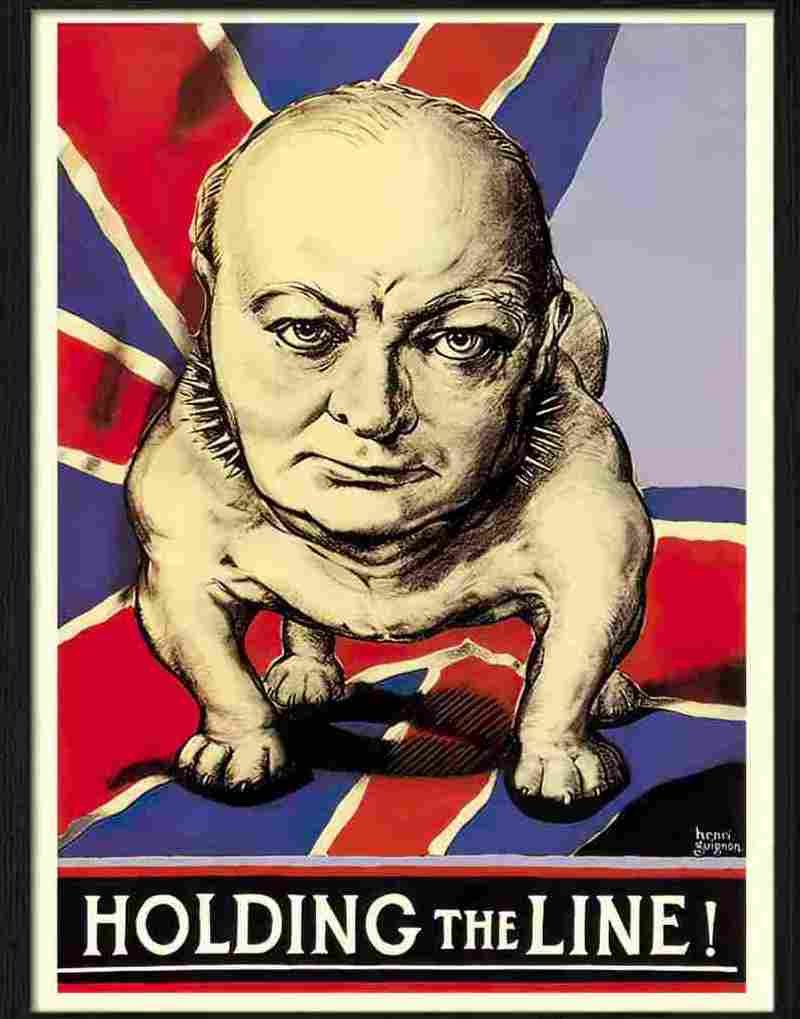 churchill british bulldog holding the line guignon war poster Advert A4 Photo Print