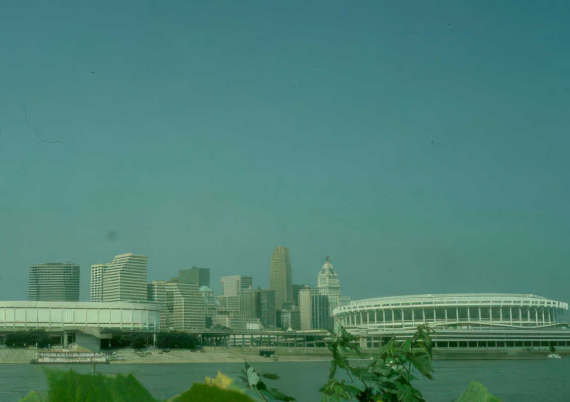 cincinnati skyline riverfront Vintage A4 Photo Print