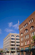 city brick buildings 1980s 1990s A4 Photo Print