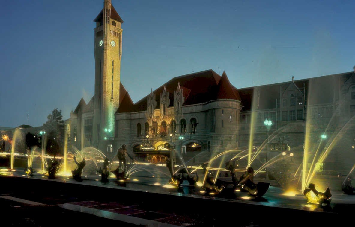city hall fountain Vintage A4 Photo Print