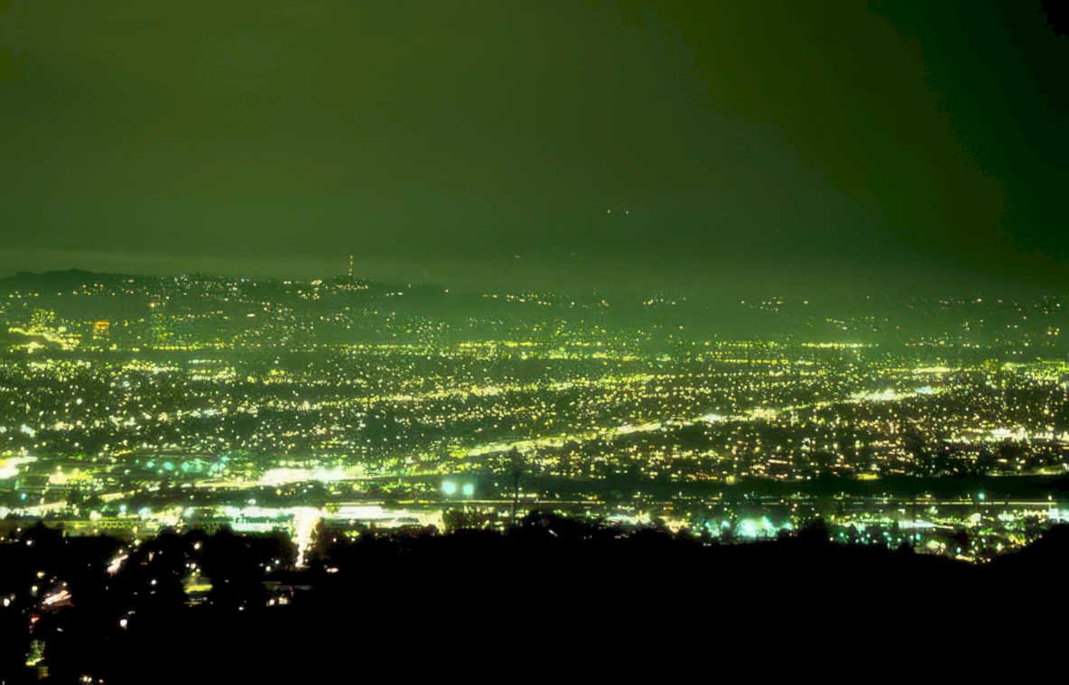 city lights nightscape Vintage A4 Photo Print