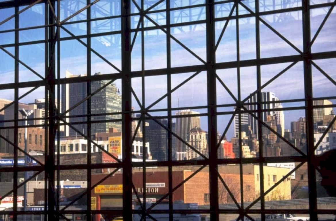 city skyline window 1980s 1990s A4 Photo Print