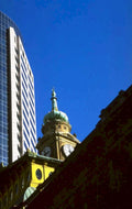 city skyscrapers clock 1980s 1990s A4 Photo Print