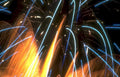 cityfireworks orangeblue night Vintage A4 Photo Print